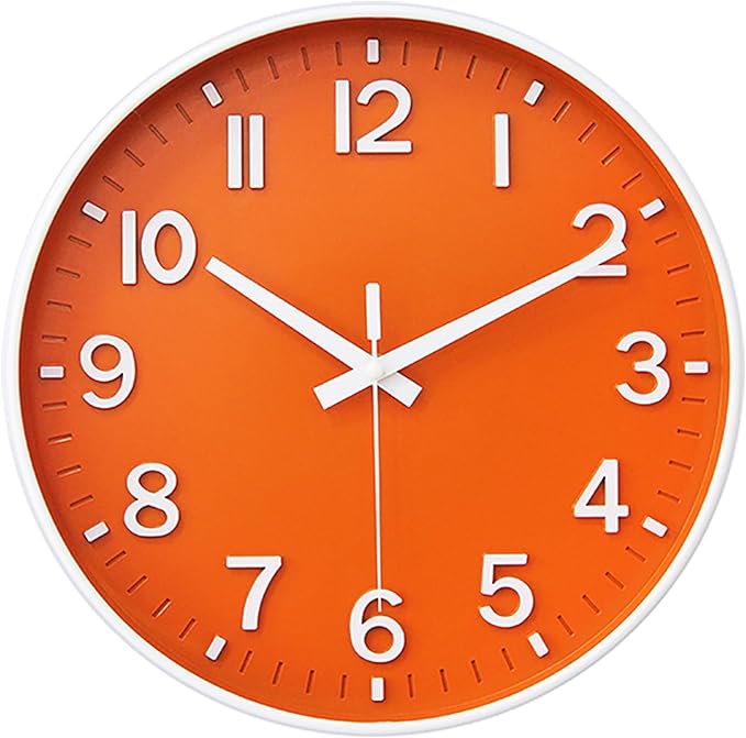 HZDHCLH Wall Clocks Battery Operated, Wall Clock Orange, 12 inch Wall Clock by HZDHCLH