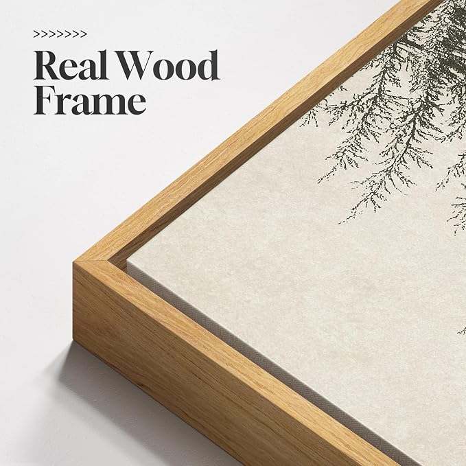 Framed Vertical Vintage Sketch Tree Living Room Wall Art, Large Black Beige - Image 4