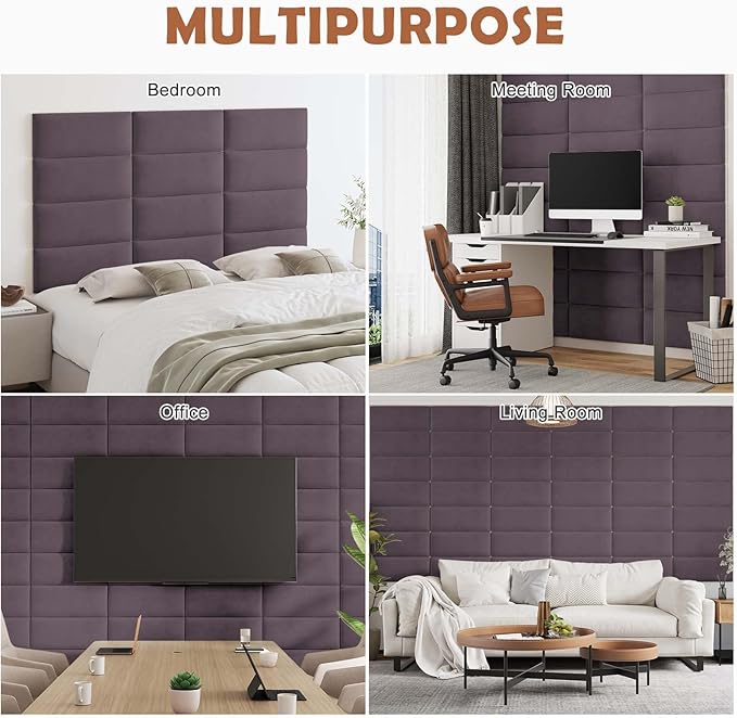 IFNOW Wall Mounted Upholstered Headboard Full, 3D Peel and Stick Soundproof - Image 7