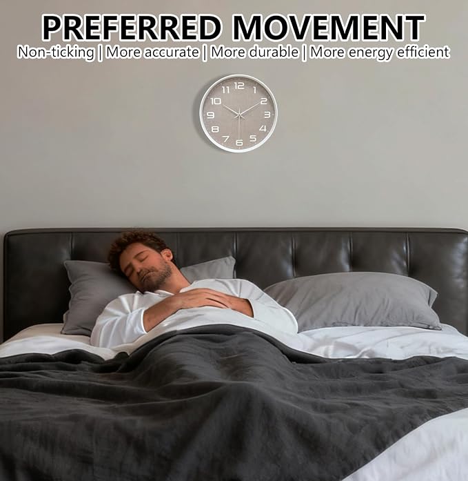 Modern Wall Clocks Battery Operated, 12 inch Silent Non Ticking Analog Clock - Image 4