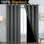 Yakamok 100% Dark Gray Blackout Window Curtain Panels Full Light Blocking Drapes - Image 2