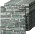 3D Wall Panels Peel and Stick in Green，40 PCS XPE Foam 3D Wallpaper, Faux Brick by Greymond