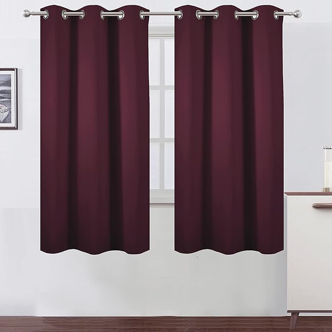 LEMOMO Burgundy Red Thermal Blackout Curtains/38 x 63 Inch/Set of 2 Panels Room by Lemomo