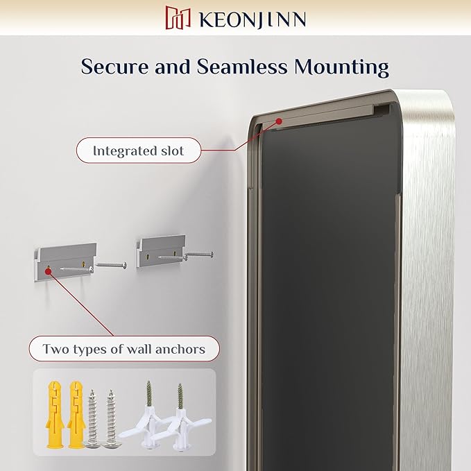 Keonjinn Brushed Nickel Mirror 24” x 36” Silver Bathroom Mirror - Image 8