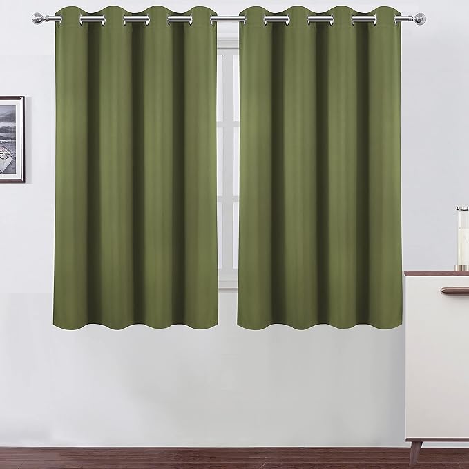 LEMOMO Blackout Curtains 52 x 45 inch/Olive Green Curtains Set of 2 by Lemomo