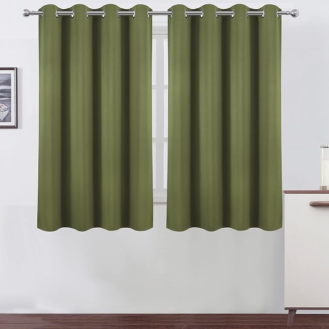 LEMOMO Olive Green Thermal Blackout Curtains/52 x 54 Inch/Set of 2 Panels Room by Lemomo