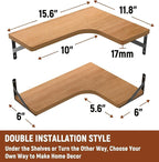 LEOPO Corner Floating Shelves Wall Mounted Set of 6, Corner Wall Shelves Rustic - Image 3