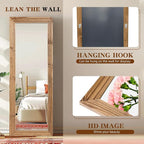 Full Length Mirror 65"x24" Solid Wood Frame Floor Large Mirror - Image 3