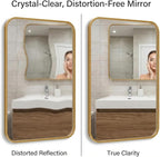 2-Pack 24x36 Inch Matte Gold Bathroom Vanity Mirrors | Flush Mount Deep Set - Image 3