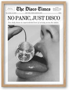 iHery No Panic Just Disco Framed Trendy NewsPaper Wall Art, Cherry Disco Ball by iHery