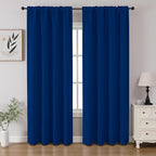 CUCRAF Royal Blue Blackout Curtains 45 inch Length 2 Panels Set, Rod Pocket by CUCRAF
