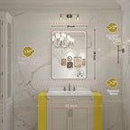 LED Bathroom Mirror with Lights, 20x28 Inch Brushed Silver Framed Lighted - Image 7
