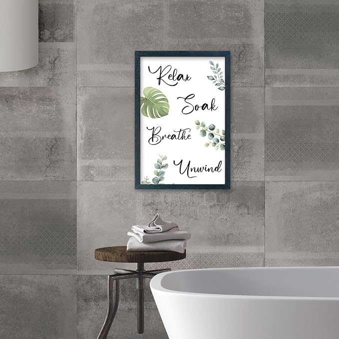 YWJKWLGS Boho Bathroom Wall Art, 11x16 Inch Green Eucalyptus Monstera Decor - Image 5