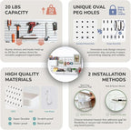 Keepo Peg Board Wall Organizer – Plastic Pegboard Panels, Modular Peg Board - Image 4