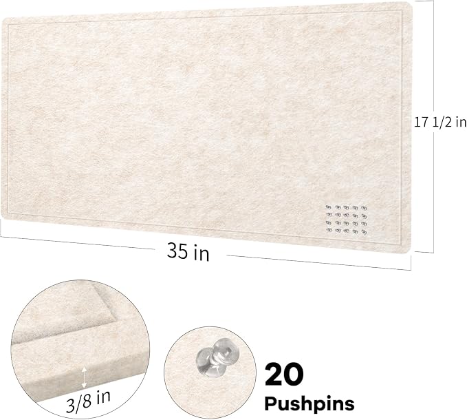 Lightomorrow Bulletin Board, 35 x 17 1/2 inches Felt Board - Image 4