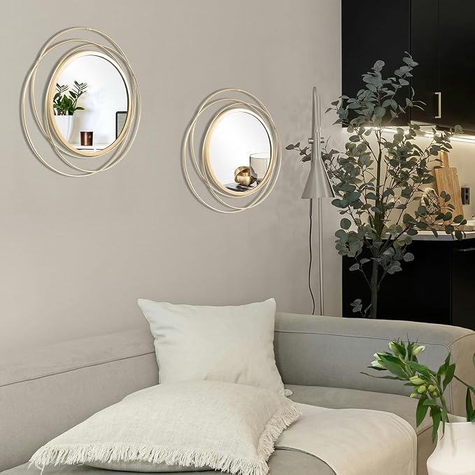 2 Set. Circle Mirrors for Wall Decor for Living Room Bedroom Bathroom Entryway - Image 7