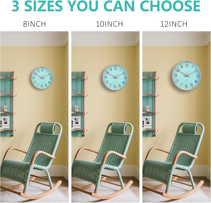Wall Clock, 8 Inch Wall Clocks Battery Operated, Round Modern Non Ticking - Image 8