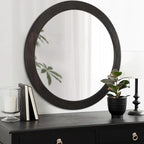 CULER Round Mirrors 30 Inch, Wood Vanity Wall Rustic Mirror - Image 2