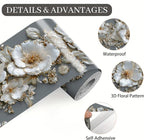 Pearl Wallpaper Border 196x4 Inch Peel and Stick Wall Border Elegant Gray White - Image 9