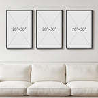Large Framed Black and White Gray Abstract Wall Art, 3 Piece Modern Canvas - Image 3
