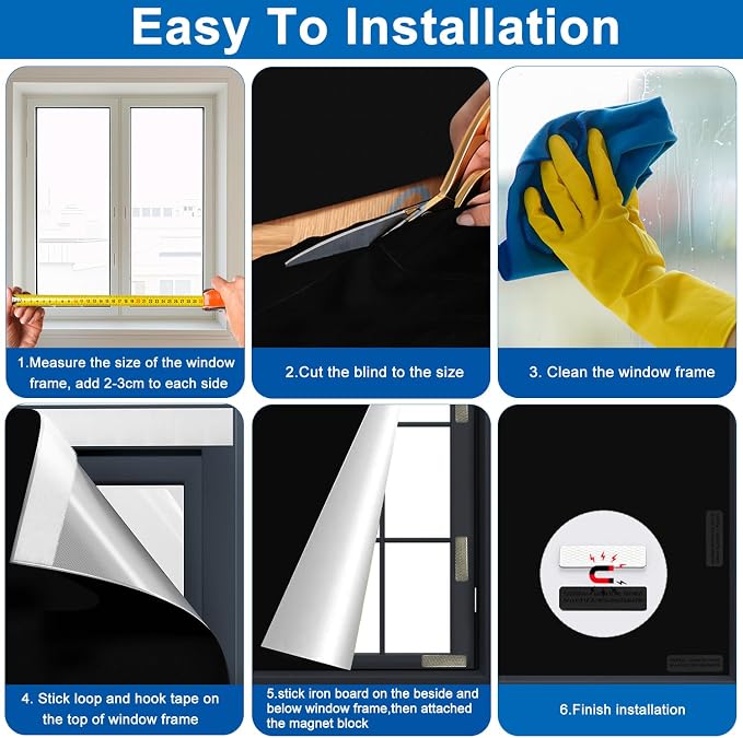 100% Blackout Blind Magnetic Blackout Window Cover 118 x 57Inch, Media Room - Image 7