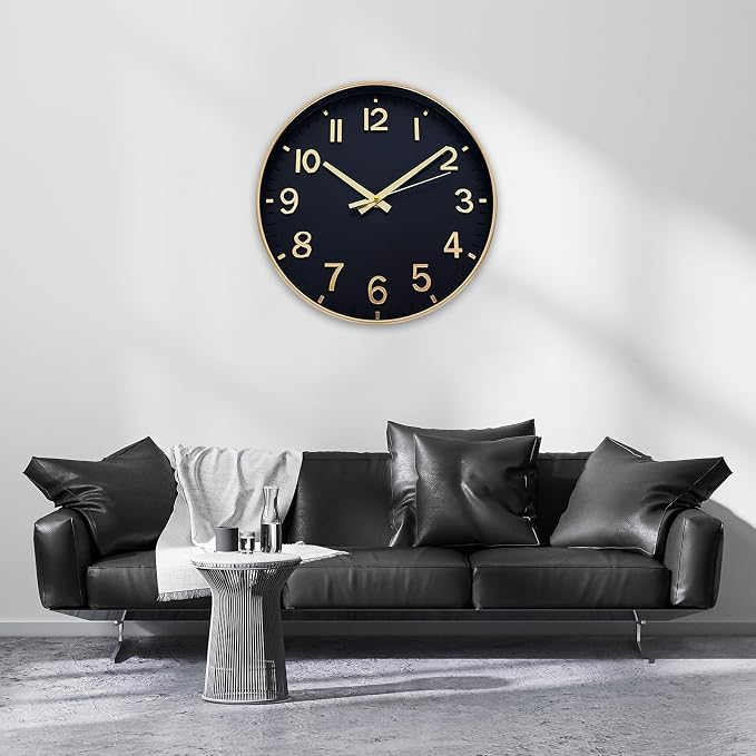 HZDHCLH Wall Clocks Battery Operated, Wall Clock Black Gold, 8 inch Wall Clock - Image 8