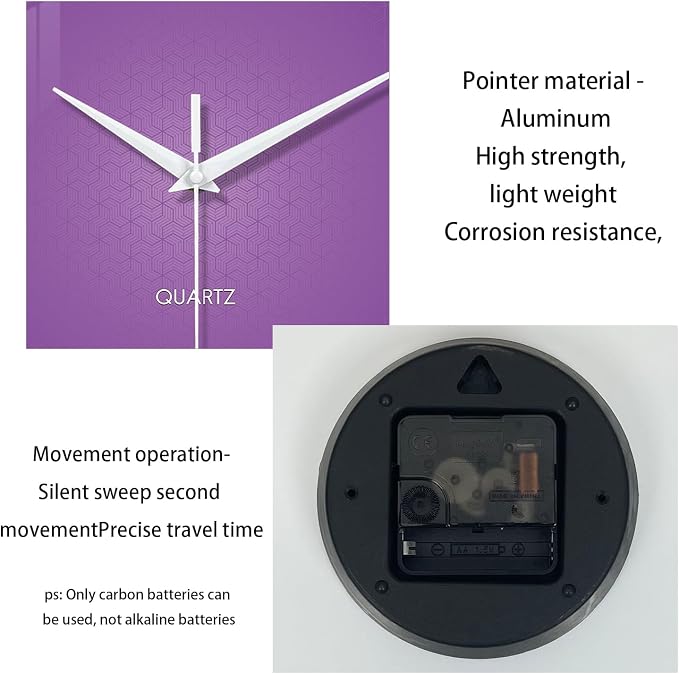XFM Round Purple Wall Clock 14 Inch Silent Non-Ticking Battery Operated - Image 7