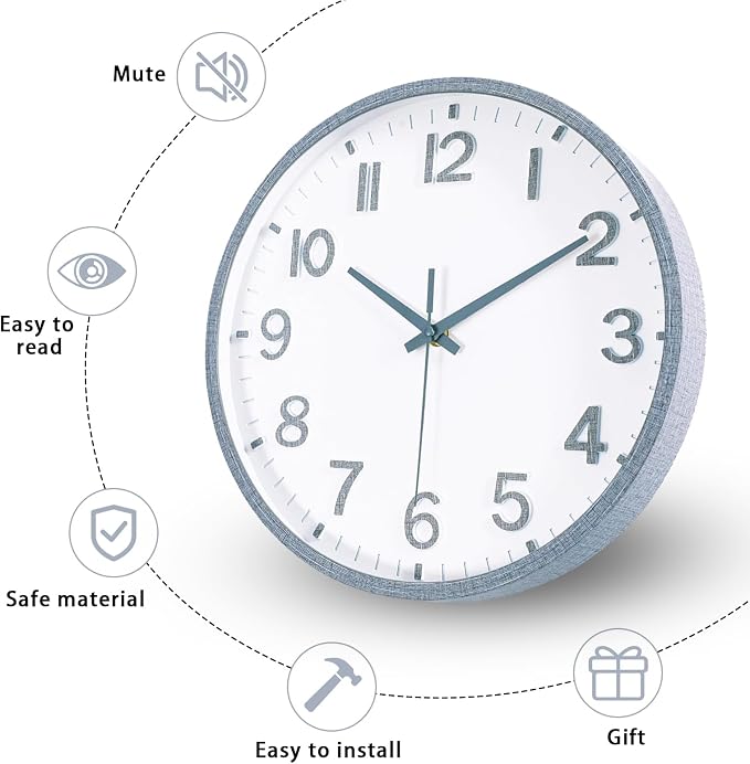 Wall Clocks Battery Operated 10 inch Modern Wall Clock, Silent Non Ticking Wall - Image 4