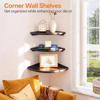 Gieanoo Corner Wall Shelf, 9inch Solid Oak Wood Floating Corner Shelf - Image 3