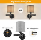 GOODATE Dimmable Plug in Wall Sconces, Swing Arm Wall Lamp, Wall Sconces Set of - Image 7