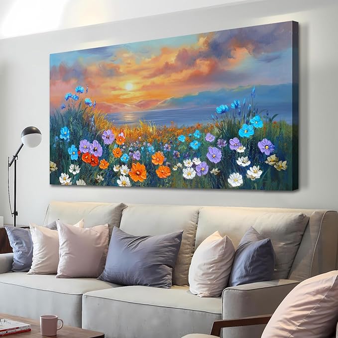Ardemy Landscape Wall Art for Living Room Extra Large Wildflower Pictures Wall by Ardemy