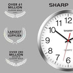 Sharp Wall Clock – Silver/Chrome, Silent Non Ticking 10 Inch Quality Quartz - Image 7