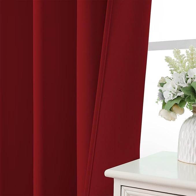 CUCRAF Red Blackout Curtains 54 inch Length 2 Panels Set, Rod Pocket Room - Image 6