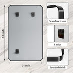 Matte Black Metal Framed Vanity Rounded Rectangle Bathroom 24X32 Inch Mirrors - Image 4