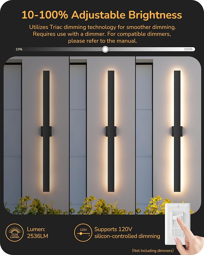 EDISHINE 47.2" LED Outdoor Wall Lights, 3CCT & 10%-100% Dimmable, IP65 - Image 5