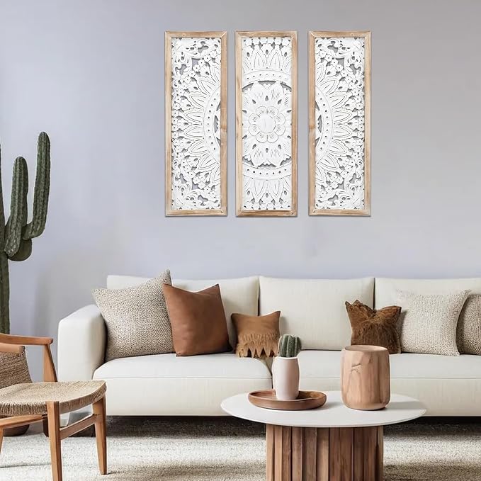 SwallowLiving 3D Layered Mandala Wood Wall Art Set of 3 – 23.6" Large Sacred - Image 4
