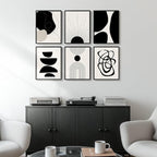Framed Boho Black and White Abstract Wall Art, Minimalist Geometric Pictures - Image 4