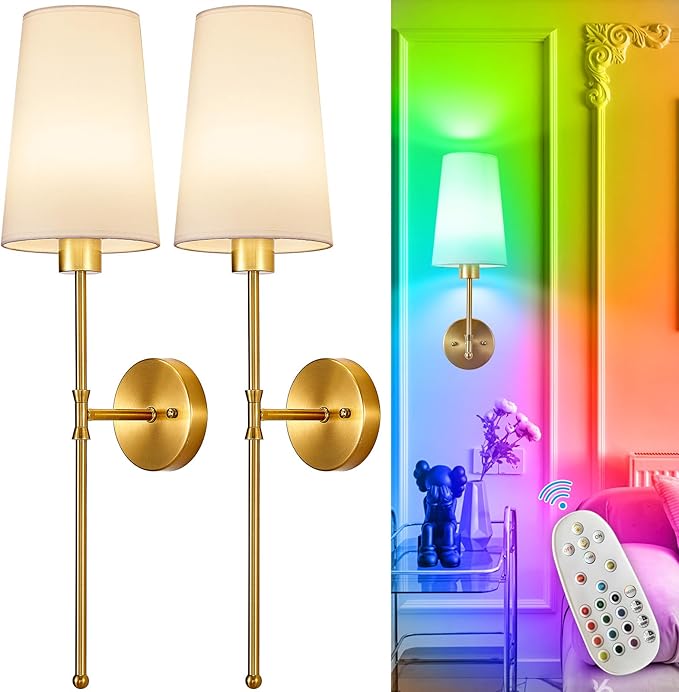 Depuley Battery Operated Wall Sconce: 27" Set of 2 Wireless Wall Lights by Depuley