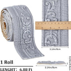 CRASPIRE 82 x 3 Crown Molding Peel and Stick 3D Flexible Foam Wall Trim Silver - Image 2