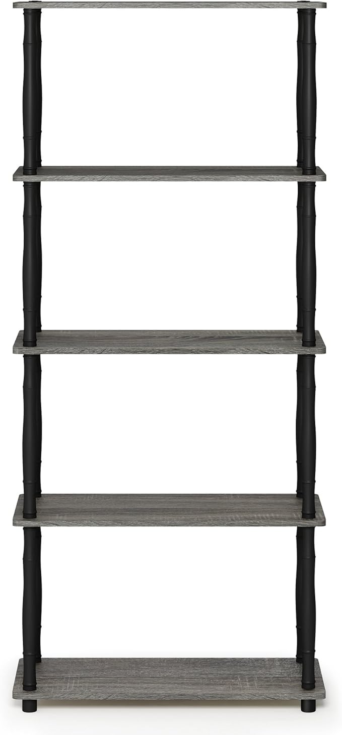 Furinno TURN-S-TUBE Storage Shelves, 5-Tier Book Shelf, Corner Shelf, Toolless - Image 6