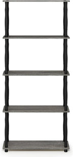 Furinno TURN-S-TUBE Storage Shelves, 5-Tier Book Shelf, Corner Shelf, Toolless - Image 6