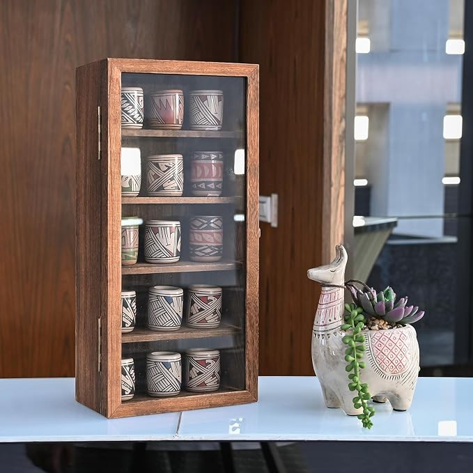 Ikee Design Wall Mounted Wooden Collectible Display Case 5 Shelf Display - Image 6