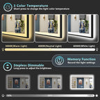 55x36 Black Framed LED Bathroom Mirror - Image 5
