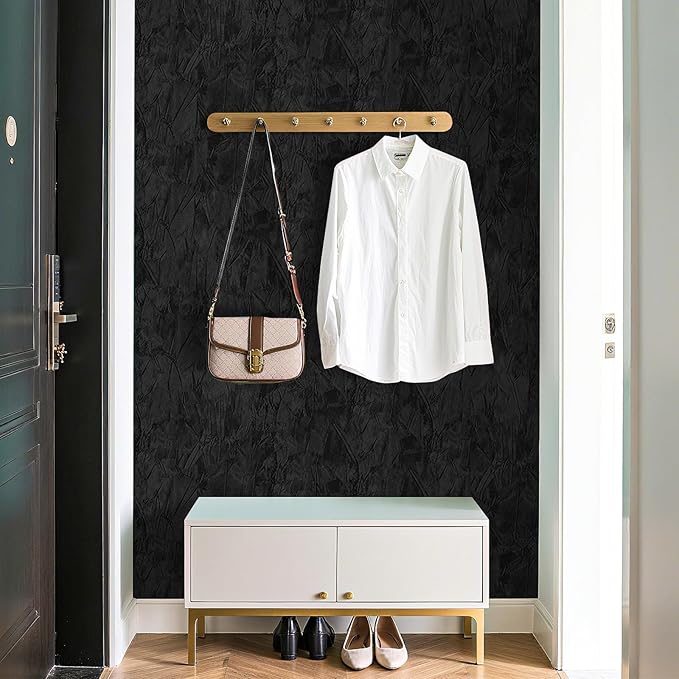 Self Adhesive Velvet Wallpaper Black Soft Velvet Fabric Wallpaper 17.7"x80" - Image 4