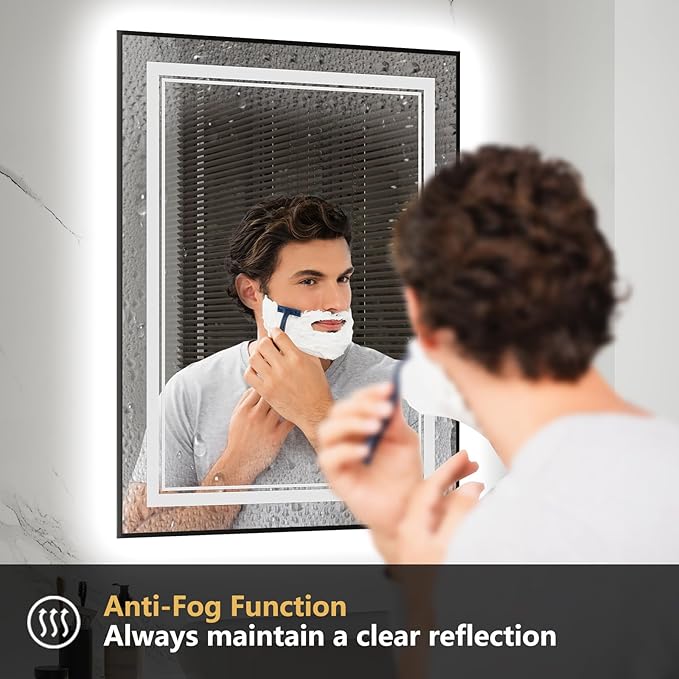 LED Bathroom Mirror with Front and Backlit 24"x36", Wall Mounted, Dual LED - Image 2