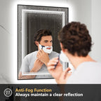LED Bathroom Mirror with Front and Backlit 24"x36", Wall Mounted, Dual LED - Image 2