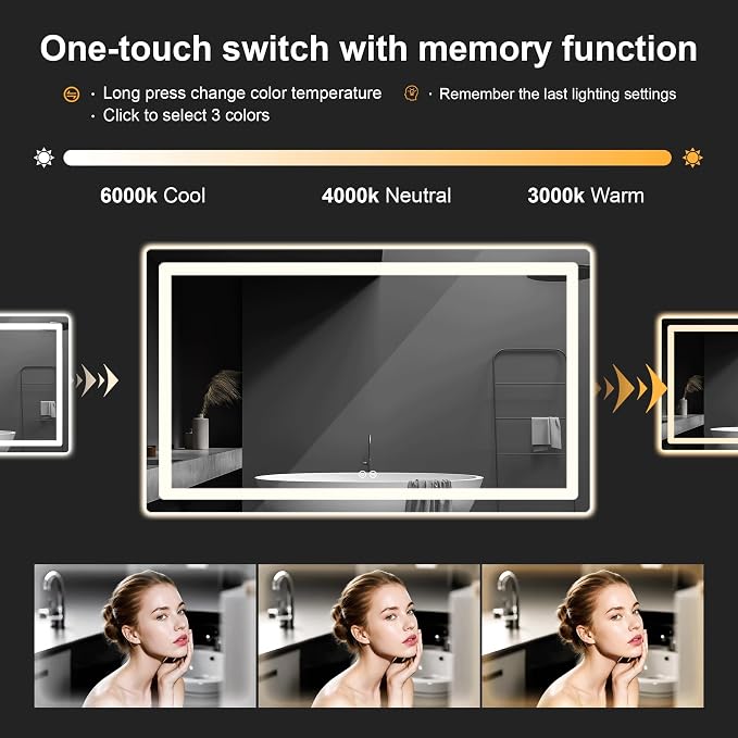 Led Mirror for Bathroom, 30x40 Bathroom Vanity Mirror for Wall - Image 3