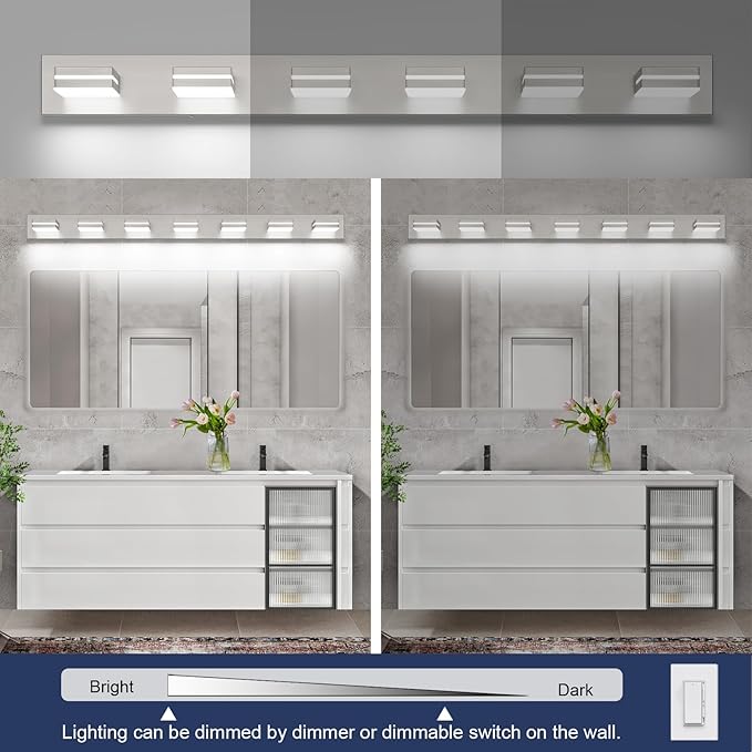 SineRise LED Modern Bathroom Vanity Light Fixtures, Brushed Nickel Modern - Image 5