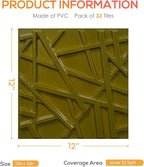 LEVOWAY 3D Wall Panels for Interior Wall Decor, 11.8''x11.8'' 33 Pack Accent - Image 5