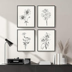 Framed Black and White Floral Wall Art - Image 2